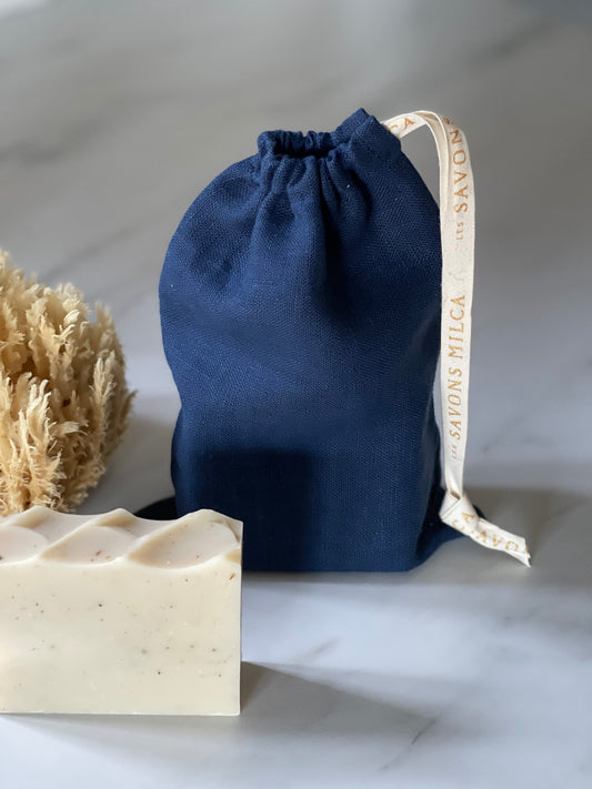Pochette à savons en lin bio fabriquée au Québec / Organic linen pouch