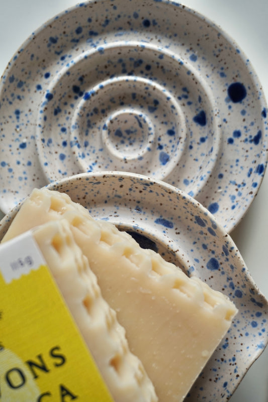 Porte-savon céramique ÉCLATS BLEU / BLUE SPECKS ceramic soap dish